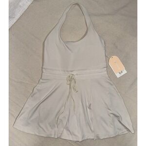 NWT Blogilates Women's Game Set Match Halter Active Dress Sz Medium M Cream